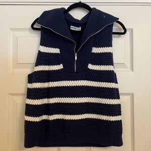 Navy and White Striped Sweater Vest
